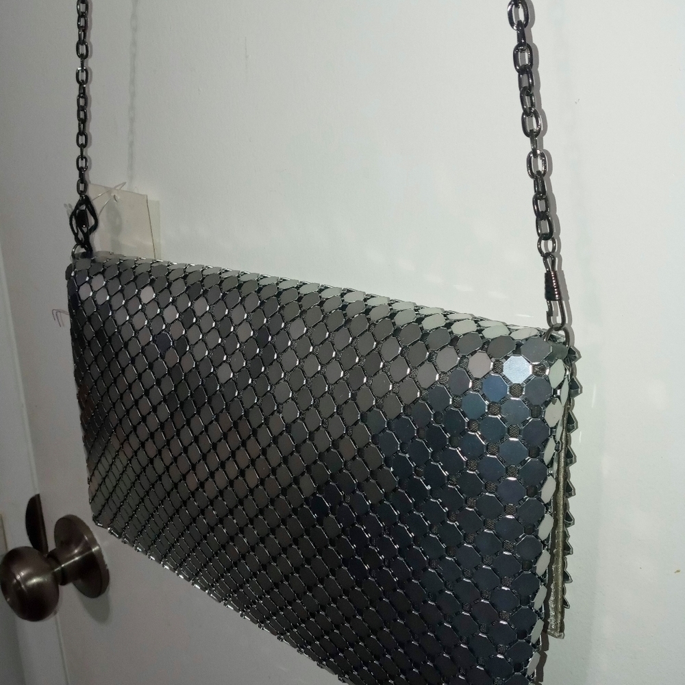 Urban Expressions Certified Vegan Pewter Satin Lined Cocktail Shoulder Bag